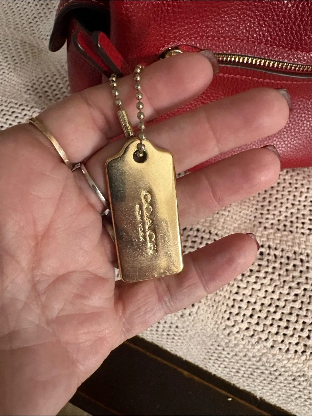 Coach Red Pebbled Leather Shoulder Hobo with Gold Hardware